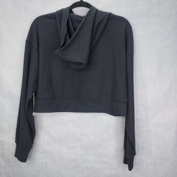 AS Revival by Altar'd State Hoodie Women's Sm Gray Rib Knit Crop Sweatshirt NEW - Picture 5 of 13